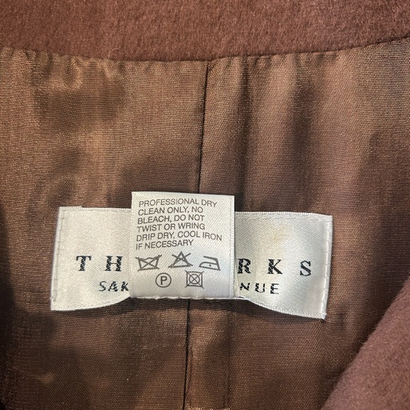 Saks Fifth Avenue The Works 60% Virgin Wool & 20% Cashmere Brown Jacket Size 10 - Picture 6 of 6